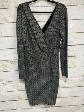 $129 GUESS Metallic Dew-Drop Knit Dress Emerald Multi Size 16 NWT